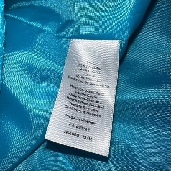 Talbots 8P, paisley embroidered blue sleeveless dress with matching crop jacket - Picture 11 of 13